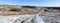 City of Calgary Skyline and Nose Hill Urban Park Panoramic Landscape on a cold but sunny winter day in Alberta, Canada