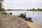 City Carnikava, Latvian Republic. Fisherman catching fish in the river, nature, silence and water waves. Sep 04. 2019