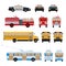 City cars, transport: fire service, school bus, rescue service, police.