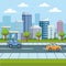 City and cars urban scenery cartoons