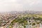 City cemetery in Manila, view from above. Old cemetery with residential buildings. City of Manila, in sunny weather.