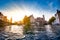 The city center of bruges seen from the water