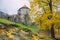 City Cesis, Latvia Republic. Old castle and rocks, autumn. Historic architecture. 12. okt. 2019