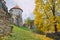 City Cesis, Latvia Republic. Old castle and rocks, autumn. Historic architecture. 12. okt. 2019