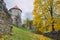 City Cesis, Latvia Republic. Old castle and rocks, autumn. Historic architecture. 12. okt. 2019