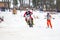 City Cesis, Latvia, Winter motocross, Driver with motorcycle and