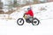 City Cesis, Latvia, Winter motocross, Driver with motorcycle and