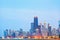 City of Chicago USA, sunset colorful panorama skyline