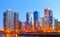 City of Chicago USA, sunset colorful panorama skyline