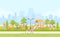 City children playground - modern cartoon vector illustration