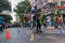 City children roller skating on Park Street, Kolkata