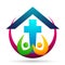 City church people union care love logo design icon on white background