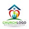 City church people union care love logo design icon on white background