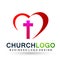 City church people union care love logo design icon on white background