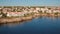 City on coast of many kilometers gulf. Mahon, Minorca, Spain