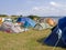 City of colorful tents by the beach