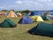 City of colorful tents by the beach