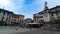City of Como.time lapse.The statue of the inventor Alessandro Volta,stands in the middle of the lovely square.