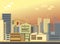 City construction building landscape vector flat modern panorama