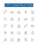 City construction line icons signs set. Design collection of Urbanism, architecture, infrastructure, edifice