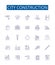 City construction line icons signs set. Design collection of Urbanism, architecture, infrastructure, edifice