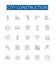 City construction line icons signs set. Design collection of Urbanism, architecture, infrastructure, edifice