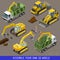 City Construction Transport Isometric Flat 3d Icon Set