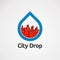 City drop logo vector with blue and red color, icon, element, and template for company