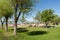 city embankment with benches.