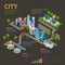 City estate realty structure flat vector infographic: buildings