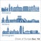 City in Europe - Antwerp, Athens, Birmingham. Detailed architecture. Trendy vector illustration.