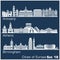 City in Europe - Antwerp, Athens, Birmingham. Detailed architecture. Trendy vector illustration.