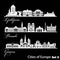 City in Europe - Ljubljana, Geneva, Brussels. Detailed architecture. Trendy vector illustration.