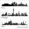 City in Europe - Vienna, Dusseldorf, Venice. Detailed architecture. Trendy vector illustration.