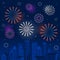 City Fireworks Happy New Year Holiday Greeting Card Background