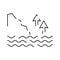 City flood line icon, climate change and ecology, water disaster vector icon, vector graphics, editable stroke outline