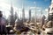 City of the Future, beautiful fantastic city view with skyscrapers, AI generative