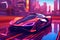 City of the Future: A Futuristic Electric Car Illustration