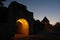 City gates of medieval Provins at night in France