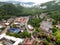 city of Gatlinburg in Tennessee and the Great Smoky Mountains from a bird\\\'s eye view,