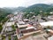 city of Gatlinburg in Tennessee and the Great Smoky Mountains from a bird\\\'s eye view,