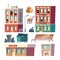 City ghetto architecture elements cartoon vector