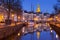 The city of Groningen, The Netherlands with A-kerk at night