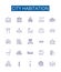 City habitation line icons signs set. Design collection of Housing, City, Dwellers, Dwelling, Buildings, Town