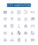 City habitation line icons signs set. Design collection of Housing, City, Dwellers, Dwelling, Buildings, Town