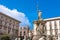 City Hall Square with the famous Neptune fountain on Piazza Municipio in Naples, Italy.