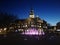 City hall in Subotica, by night with working fountain