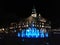 City hall in Subotica, by night with working fountain