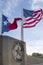 City hall and waving flags in Dallas