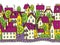 City horizontally seamless pattern with roofs